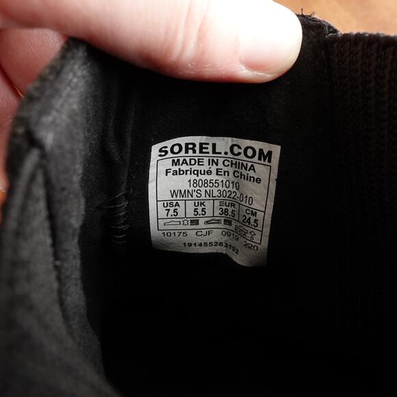 Sorel Boots WMS SZ 7.5 BLK Joan Rhapsody Wedge Leather Waterproof Ankle Pull On - Picture 15 of 15